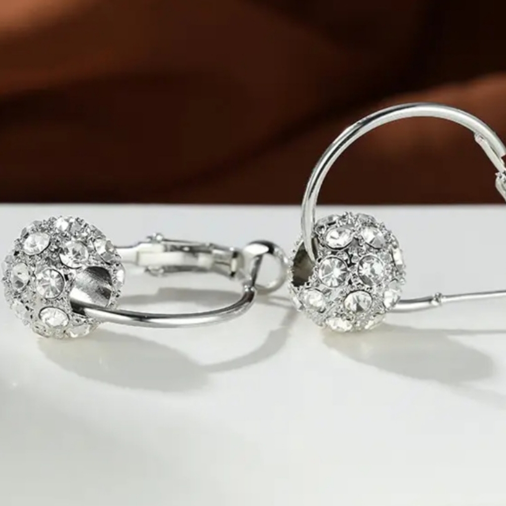 Trendy Fun Shiny Disco Ball Hoop Earrings NWT. Fast Ship.